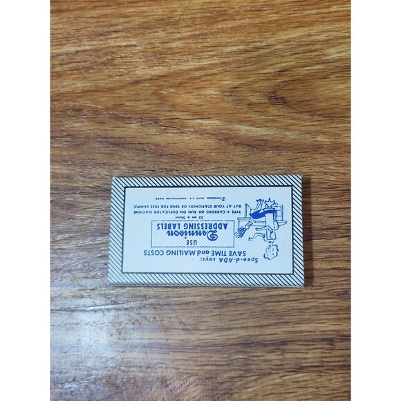 Vintage Dennison Gummed Blue White Labels Box 31-107 Pres-a-ply Stationery Ad - Picture 3 of 3